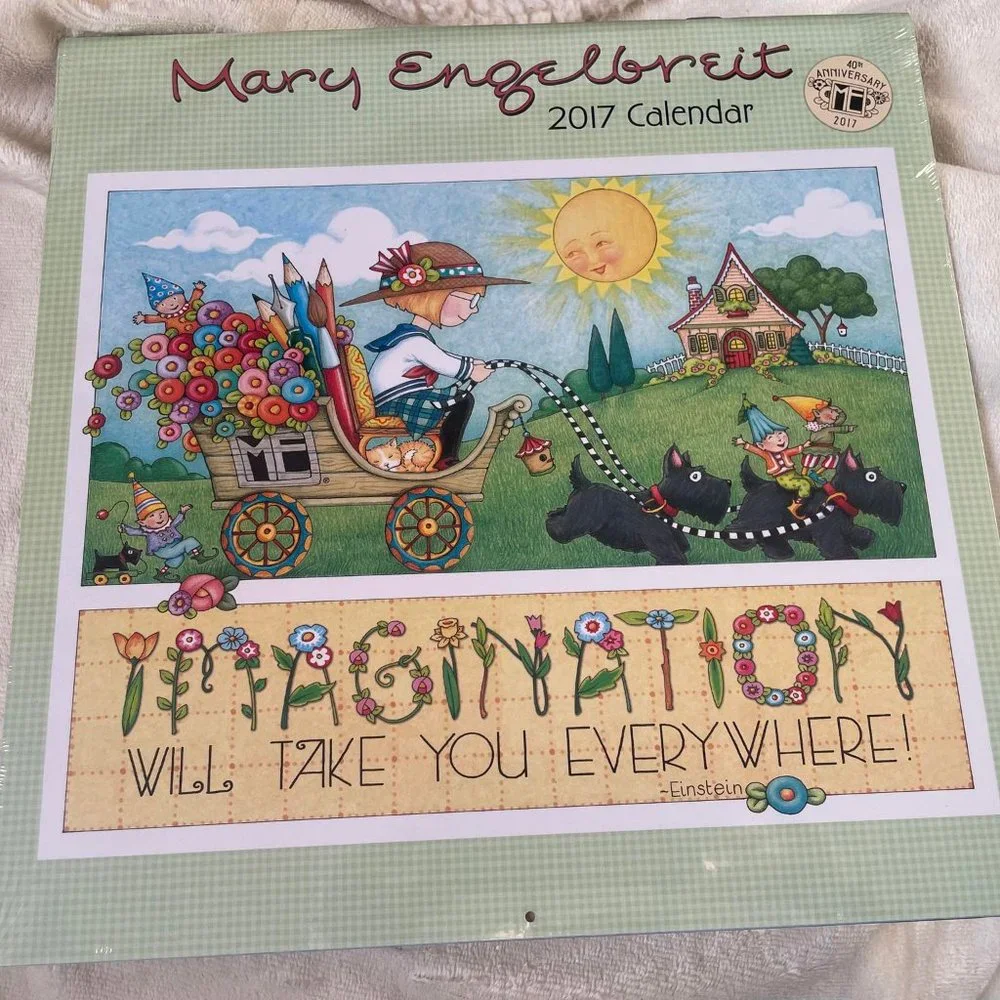 New Open Box Mary Engelbreit 40th Anniversary Collector's Print & Calendar 2017